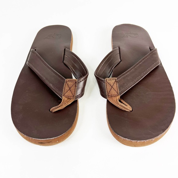 Vineyard Vines mens brown leather sandals flip flops Size 7 - Picture 3 of 7